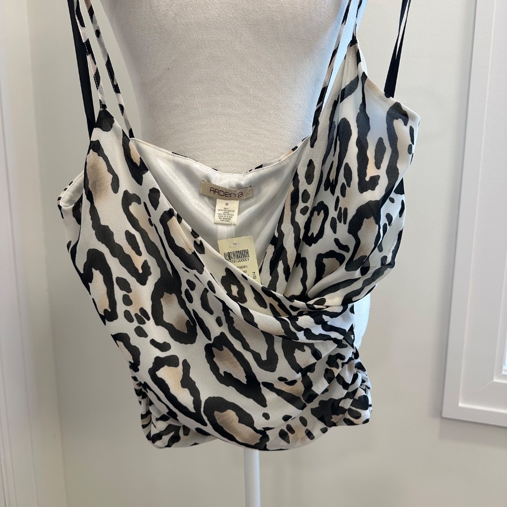 Arden B Leopard Print Lined Tank Top - NWT - Sexy Criss-Cross Front - Size M